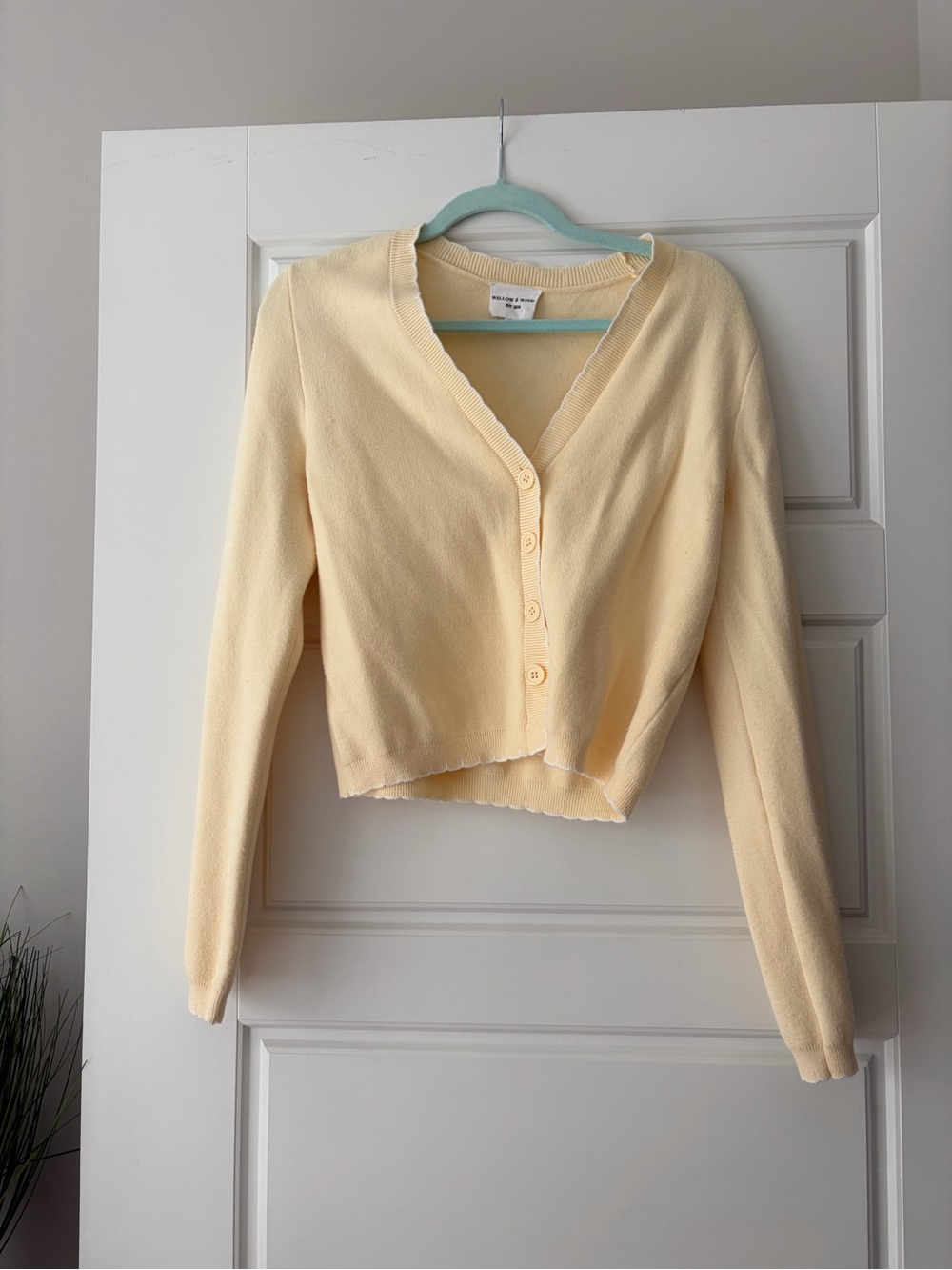 Tj MAXX Cropped V-Neck Button Cardigan - Cream Yellow